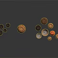 Traditional Ceramic Pottery Display With Various Sizes Orange Vases And Decorative Jars