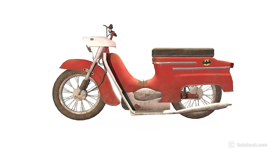 Red Retro Style Motorcycle With Classic Body And Seat Design 3d model 