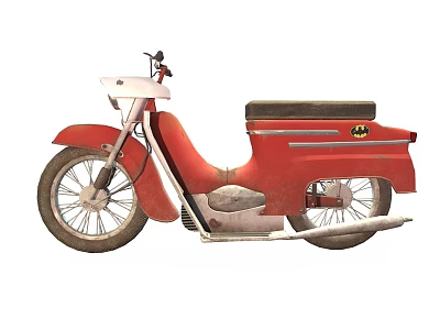 Red Retro Style Motorcycle With Classic Body And Seat Design 3d model