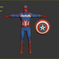 Captain America Superhero Figure In Blue Costume With Red Stripes And Star Shield Standing