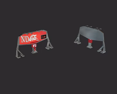 Coca-Cola Outdoor Advertising Billboard With Red Front Panel And Gray Frame Structure 3d model