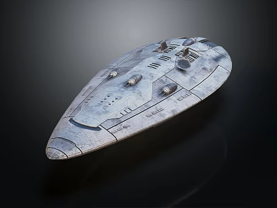 Futuristic Sci Fi Spaceship Model With Metallic Silver Surface And Detailed Structures 3d model
