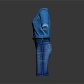Blue Denim Shirt Collared Short Sleeve Button Front Dress with Belted Waist and Split Hem