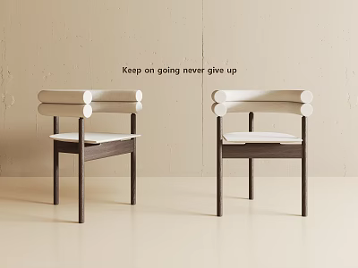 Modern Minimalist Dining Chairs With Wooden Frame White Cushion And Curved Backrest 3d model