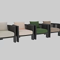 Modern Single Sofa With Green Cushion And Black Woven Armrest Frame Design 3d model