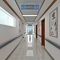Chinese Style Lobby Interior With Wooden Reception Desk And Decorative Screens