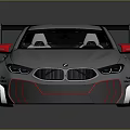 Silver Modified BMW Sports Car With Rear Spoiler Red Side Mirrors And Black Wheels
