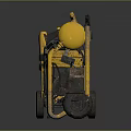 Yellow And Black Industrial Equipment With Wheels Including Compressor And Generator