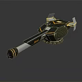 Futuristic Sci Fi Weapon With Black And Yellow Design Long Barrel And Support Base 3d model