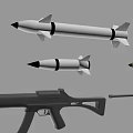 Various Military Weapons Collection Including Rifles Missiles and Handguns