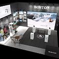 BURTON Snowboarding Exhibition Booth With Large Screen Snow Mountain Snowboarder Display Shelves And Gear