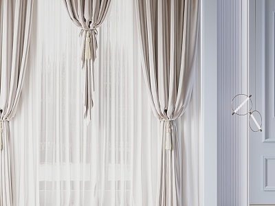 French curtain gauze curtain 3d model