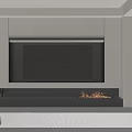 Modern Minimalist TV Background Cabinet With Built In Television And Warm Decorative Electric Fireplace Design