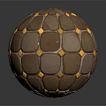 Ancient Spherical Throwing Weapon With Stone Plates And Golden Metal Rivets 3d model