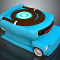 Cartoon Blue Car With Brown Spiral Top Black Front And White Wheels