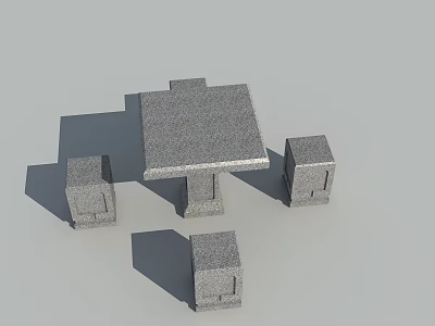 Square Outdoor Table With Stone Surface And Four Chairs For Outdoor Garden Setting 3d model