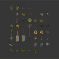 Various Plant Models Including Trees Shrubs And Flowers Arranged In Circle On White Background