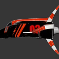 Red And White Racing Style Paper Airplane Model With Number 03 And Logo Design