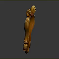 Golden Harp Shaped Household Decorative Item With Intricate Carved Design