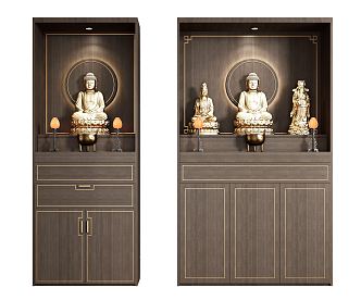 new chinese-style buddha cabinet buddha niche 3d model