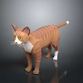 Origami Brown Striped Cat With White Belly Paws And Green Eyes