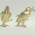 Decorative Golden Bird Statues With Shiny Metallic Finish And Artistic Design