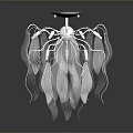 Elegant Feather Shaped Glass Chandelier With Modern Design And Decorative Accents