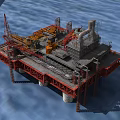 Offshore Industrial Equipment Platform Featuring Cranes Pipelines And Marine Structures