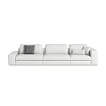 Modern White Leather Three Seater Sofa With Decorative Pillows And Comfortable Design 3d model