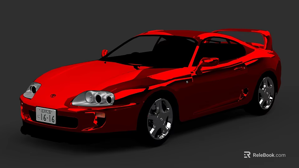 Red Sports Car Two Door Sleek Design With Sporty Wheels And Rear Spoiler 3d model 