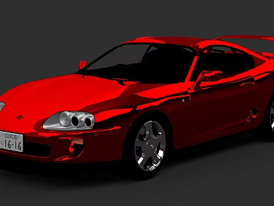 Red Sports Car Two Door Sleek Design With Sporty Wheels And Rear Spoiler 3d model