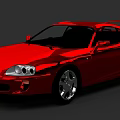 Red Sports Car Two Door Sleek Design With Sporty Wheels And Rear Spoiler
