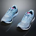 Light Blue Mesh Running Shoes With White Black Sole And Red Tongue