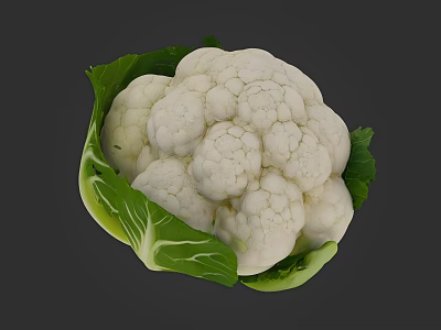 Fresh Organic Cauliflower Vegetable With Crisp Green Leaves And Healthy Benefits 3d model