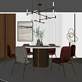Light Luxury Dining Table and Chair Combination 3d model