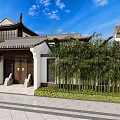 Chinese Traditional Detached Villa With Courtyard Wooden Structure And Overhanging Eaves