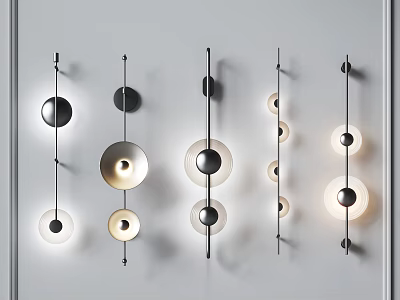 Modern Geometric Wall Lamps With Circular Metal Design And Hanging Structure 3d model