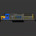 CSX Train Locomotive Blue Yellow Gray With Black Circular Vents On Top