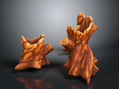 Unique Wooden Stump Decorative Crafts With Natural Texture And Artistic Design 3d model