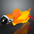Smooth 3D Rendered Model With Orange Yellow Body Black Silver Head And Red Tip