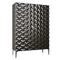 Modern 3D Textured Wardrobe Featuring Geometric Pattern And Metal Legs Design 3d model