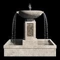 Outdoor Garden Ornament Stone Fountain With Flowing Water And Decorative Base