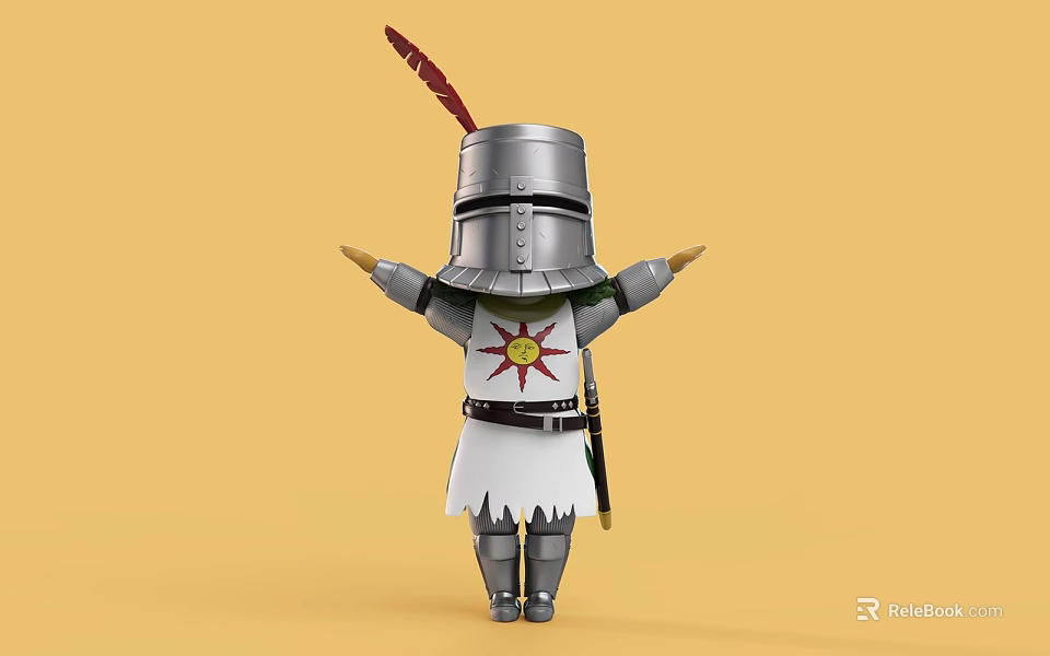 Cartoon Themed Entertainment Room Interior With Decorative Knight Figurine And Red Feather 3d model 