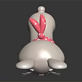 Cute White Rabbit Doll With Long Ears Pink Cheeks And Polka Dot Scarf