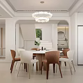 Modern Minimalist Cream Tone Living And Dining Room With Cozy Seats And Large Display Wall