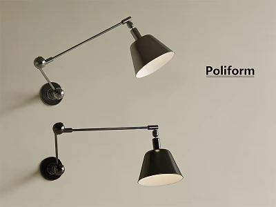 Poliform Modern Wall Lamps with Adjustable Metal Arm And Black Shade 3d model