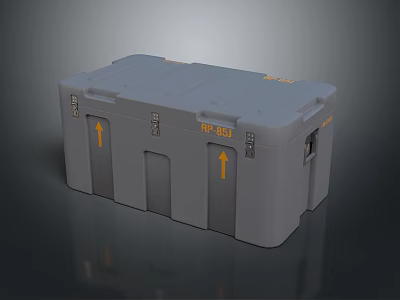 Gray Storage Container With Yellow Arrows HP355 Label And Secure Lid Design 3d model