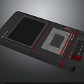 Retro Tape Player With Black Design Red Accents Tape Slot And Control Buttons