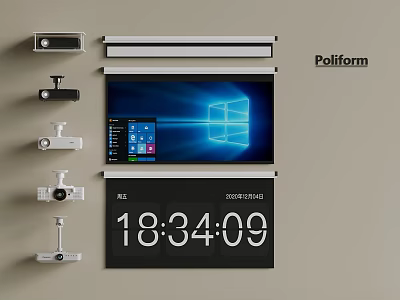 Poliform TV Featuring Windows Screen Digital Time Display and Accessory Devices 3d model