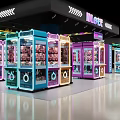 Vibrant Arcade Room With Claw Machines Neon Lights Stuffed Toys And Large Doll Sculpture